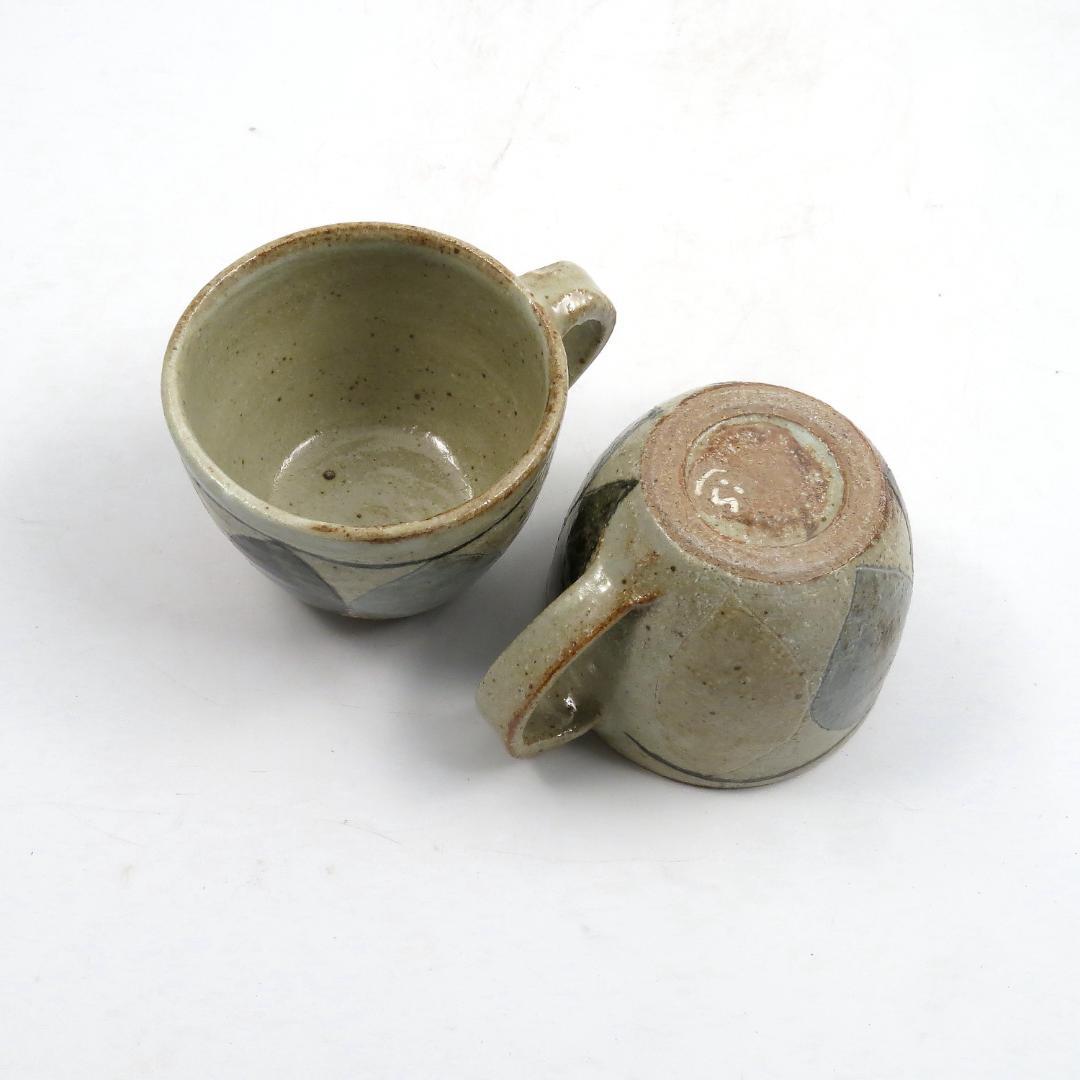 新品　食器　陶器　作家　楕円平鉢(大・小)とマグカップのセット(ひし模様) A
