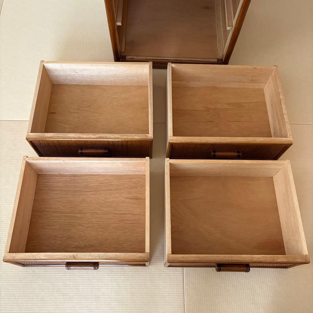 飴色家具 ラタン チェスト 飾り棚 藤 昭和レトロ ジャパンヴィンテージ 引出し