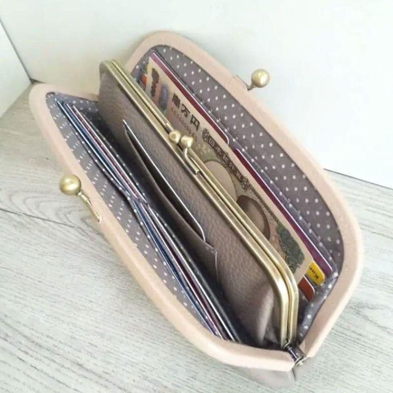 親子がま口お財布 ハンドメイド　革