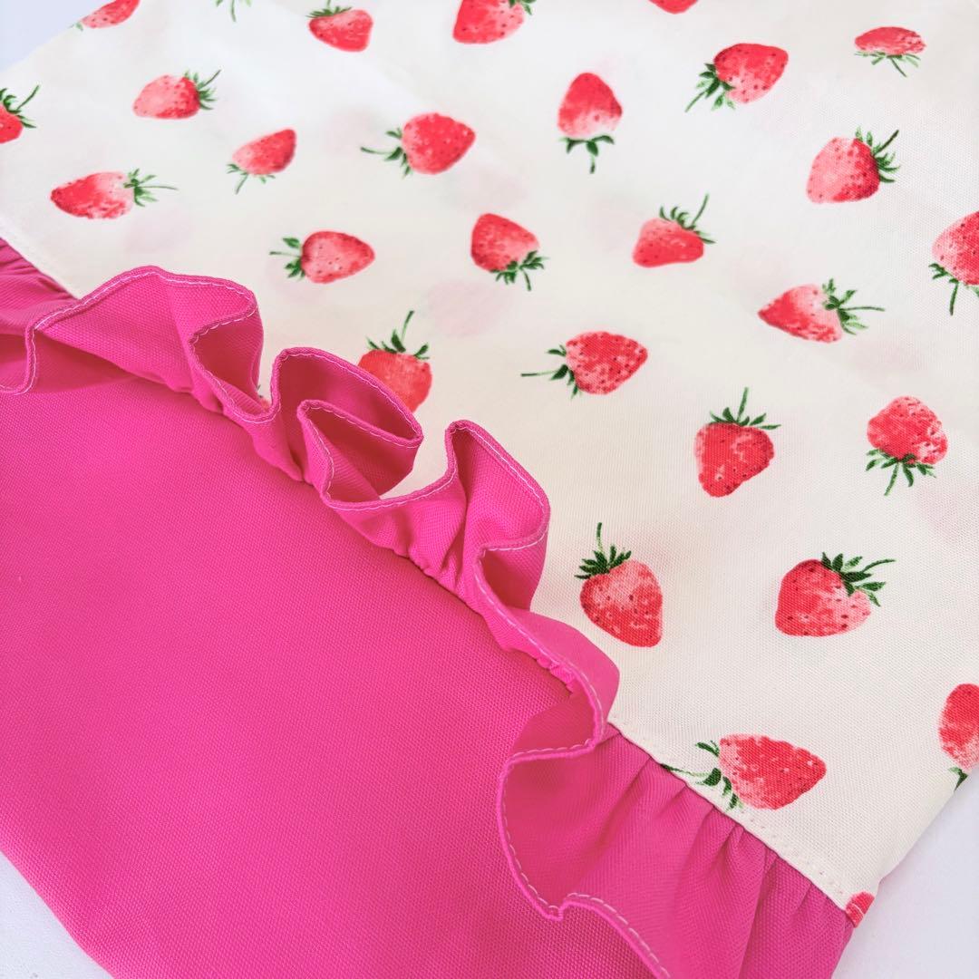 Aiii♡様　確認用　いちご　白地に赤いちご　レッスンバック　巾着袋　着替え袋
