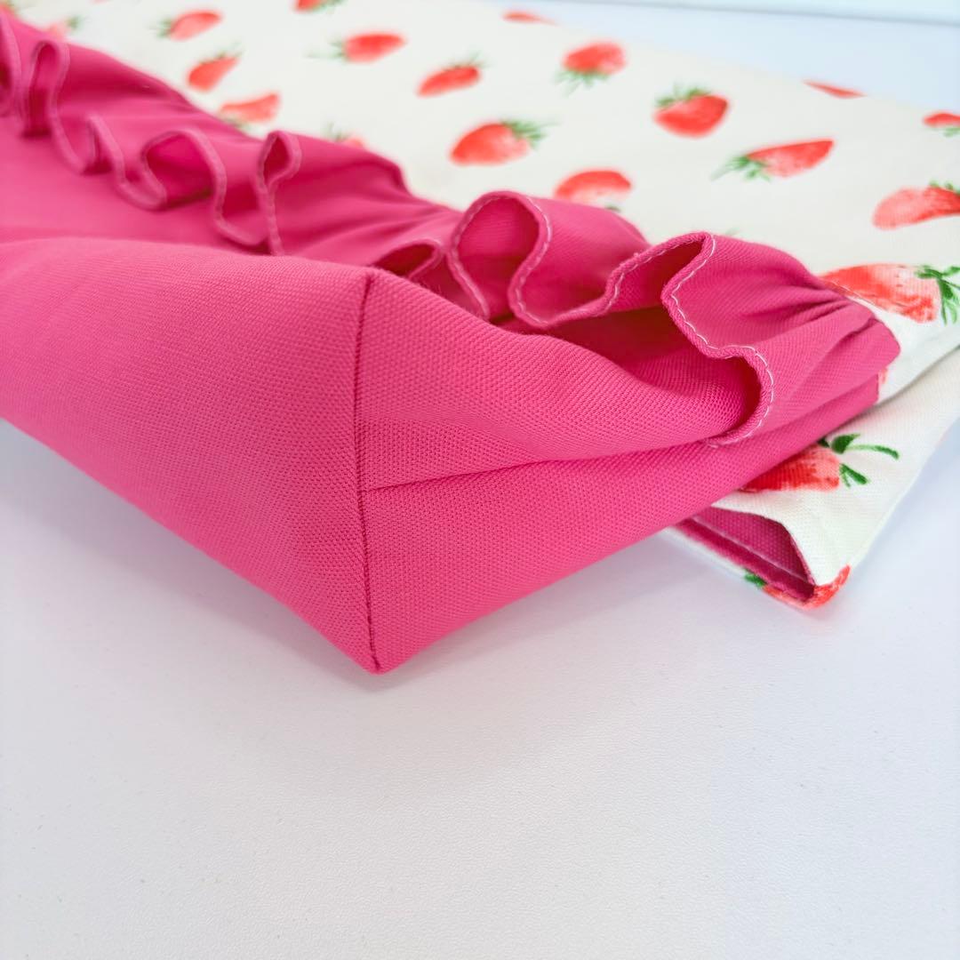 Aiii♡様　確認用　いちご　白地に赤いちご　レッスンバック　巾着袋　着替え袋