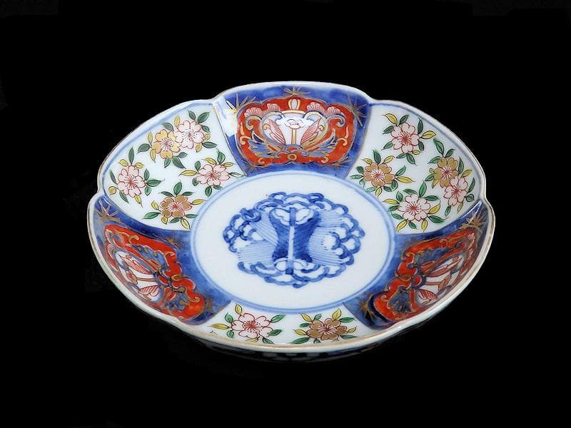 大聖寺伊万里　金襴手　桜に払子の図　４寸半皿　４枚　C351AS-AFf