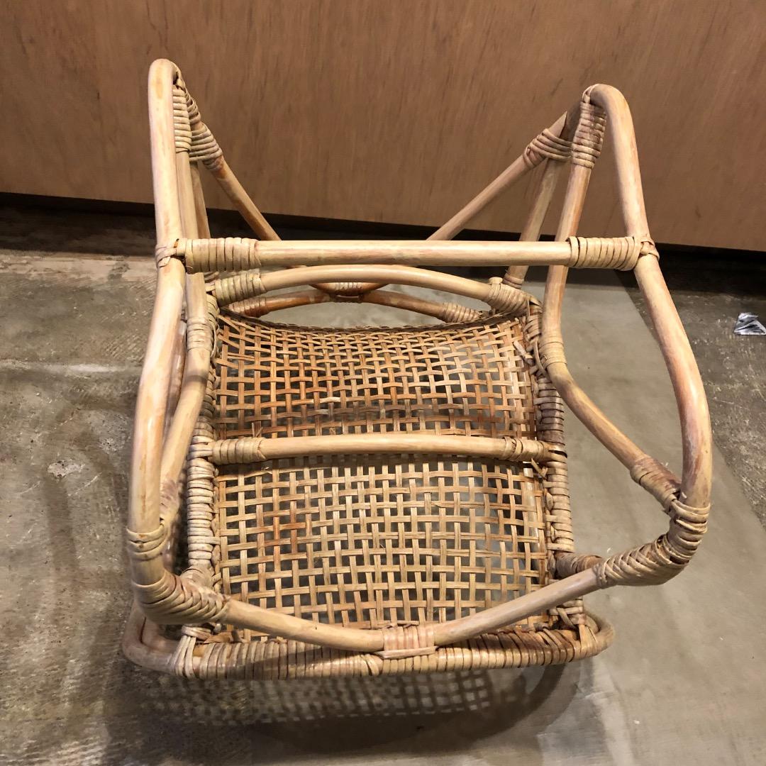 【ラタン】アーム付き　ロッキングチェア　ラタン家具　ラタン椅子　ヴィンテージ