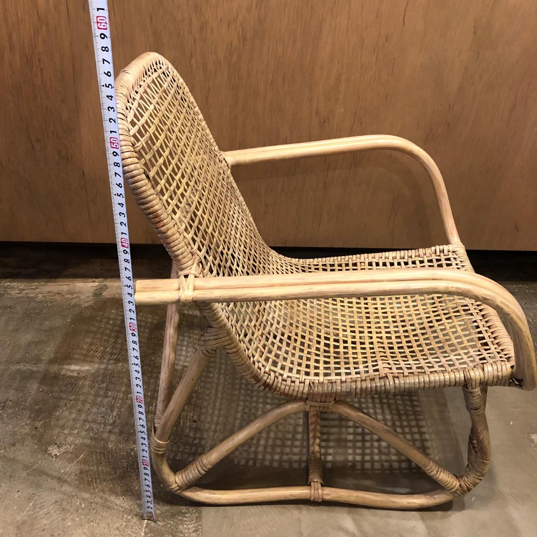 【ラタン】アーム付き　ロッキングチェア　ラタン家具　ラタン椅子　ヴィンテージ