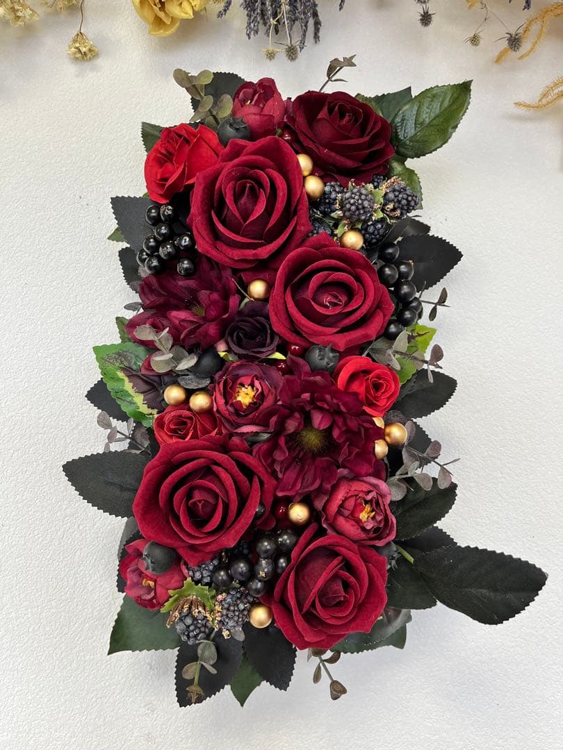 バーガンディの薔薇★ウォールインテリア★ワインレッド★壁掛け★シック★秋冬