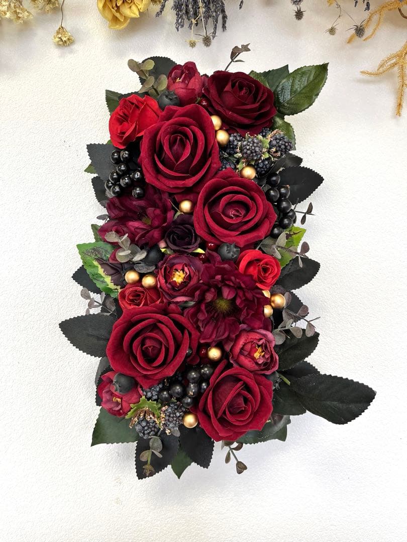 バーガンディの薔薇★ウォールインテリア★ワインレッド★壁掛け★シック★秋冬