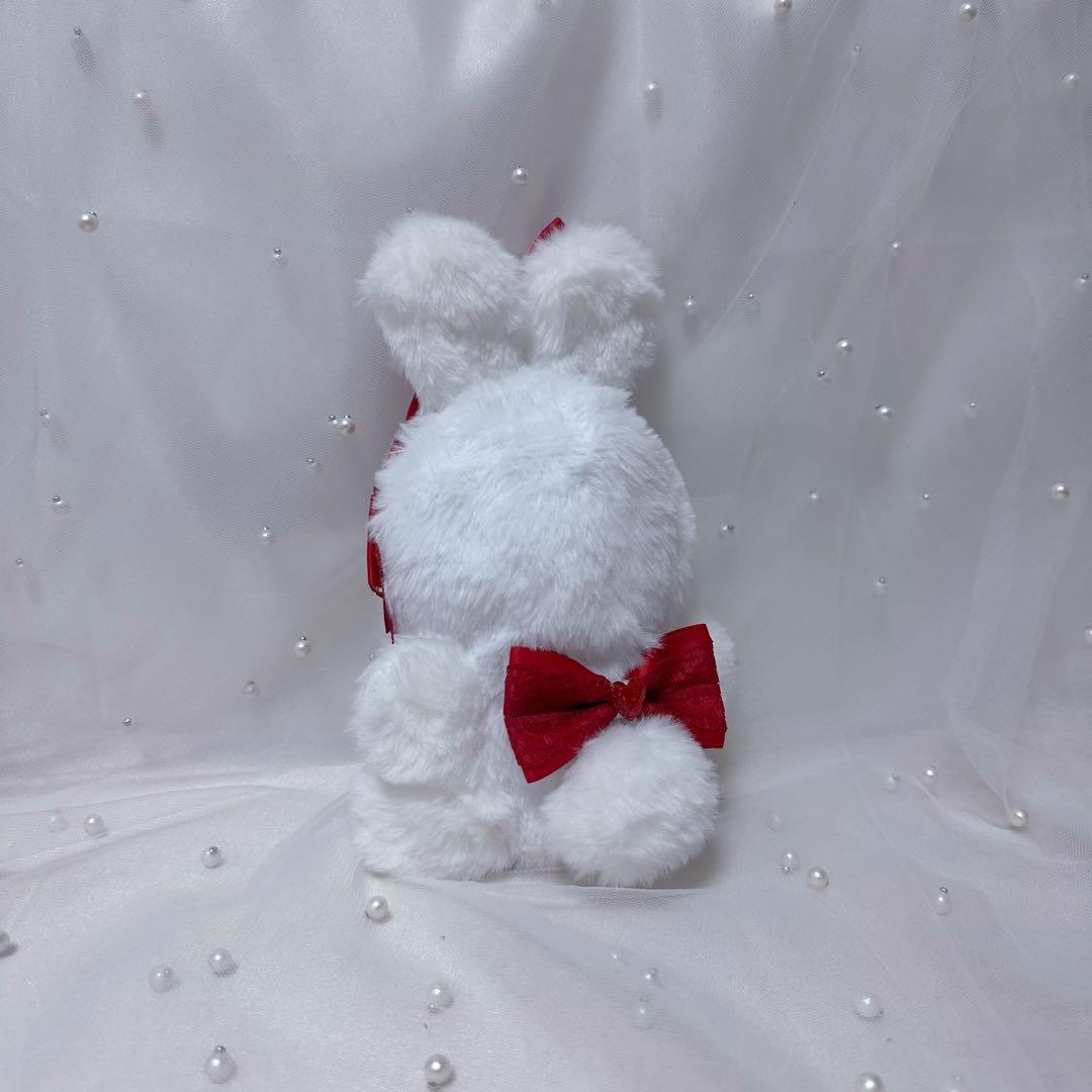ぬい服 10~13cm おすわり うさぎ ホワイト レッド
