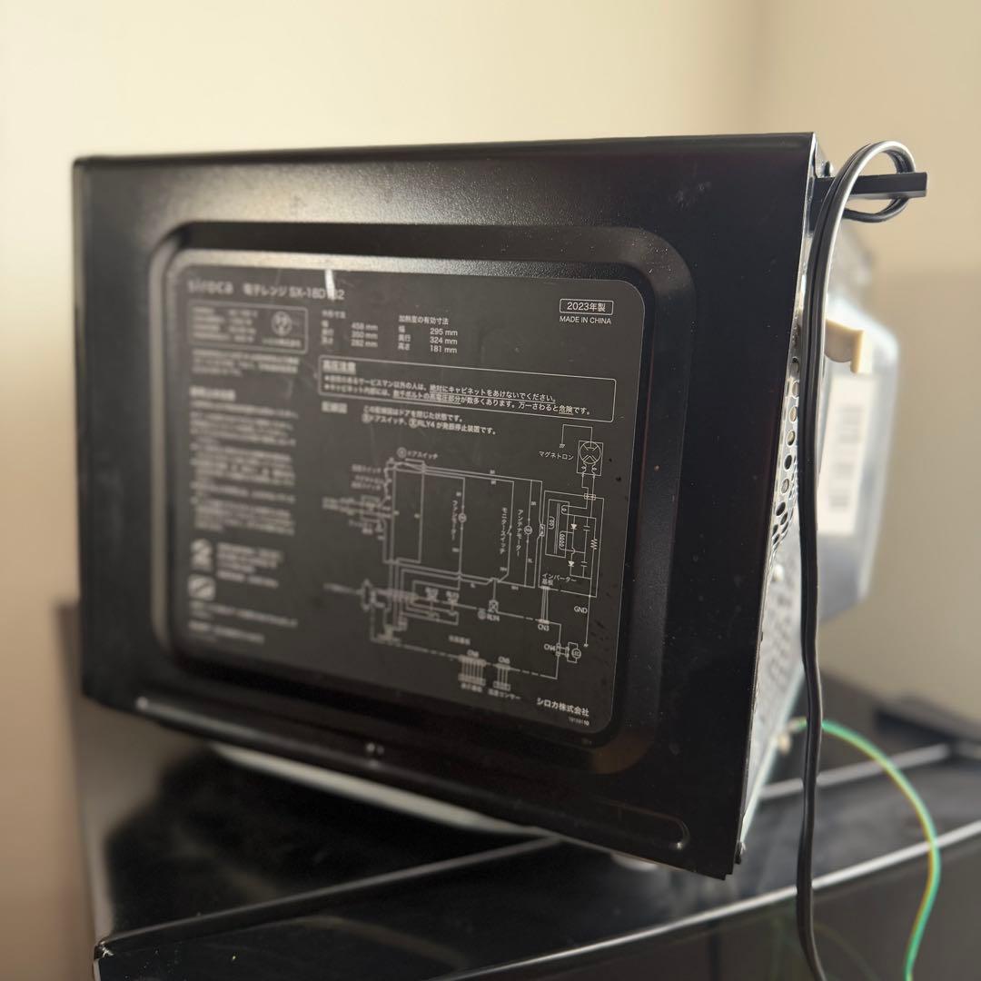 【美品】siroca 単機能電子レンジ ブラック 2023年製 SX18D132