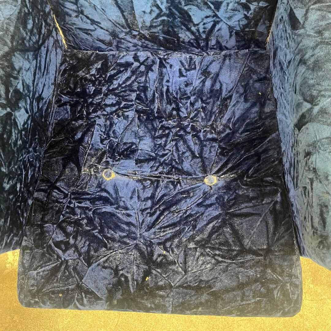 昭和レトロなソファー　青