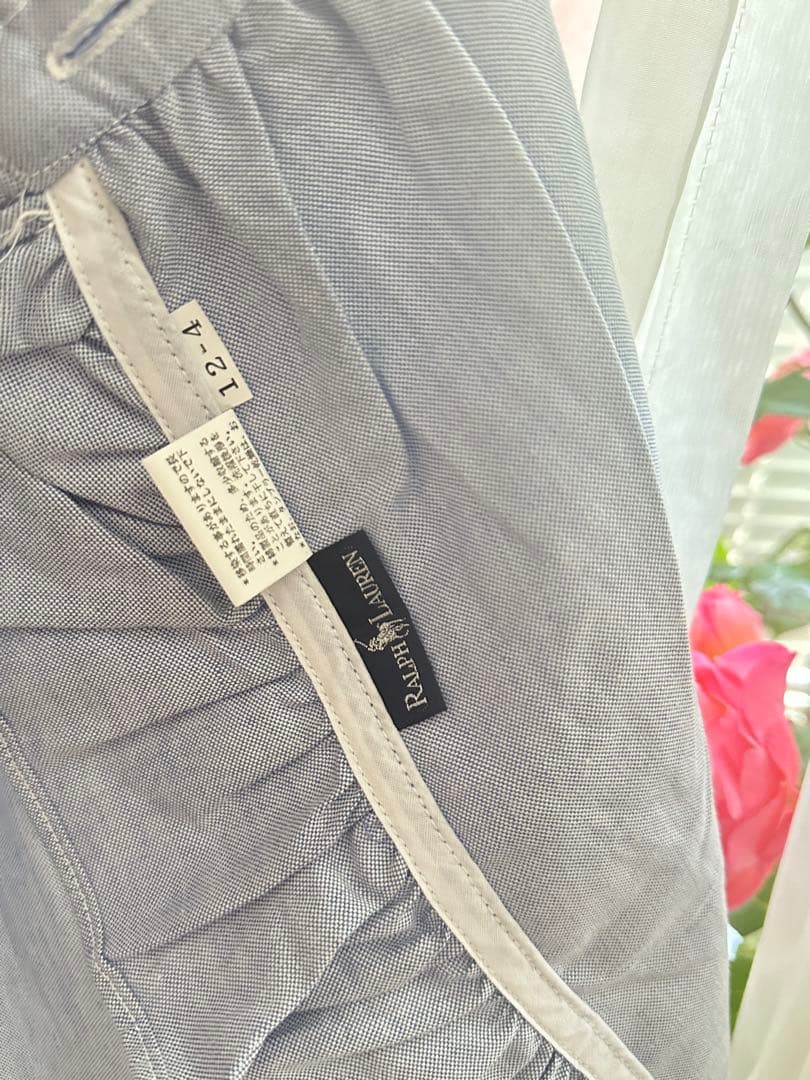 ラルフローレン　フリルエプロン　ブルー　綿100% 　新品