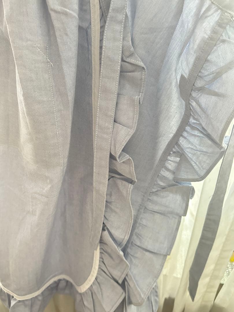 ラルフローレン　フリルエプロン　ブルー　綿100% 　新品