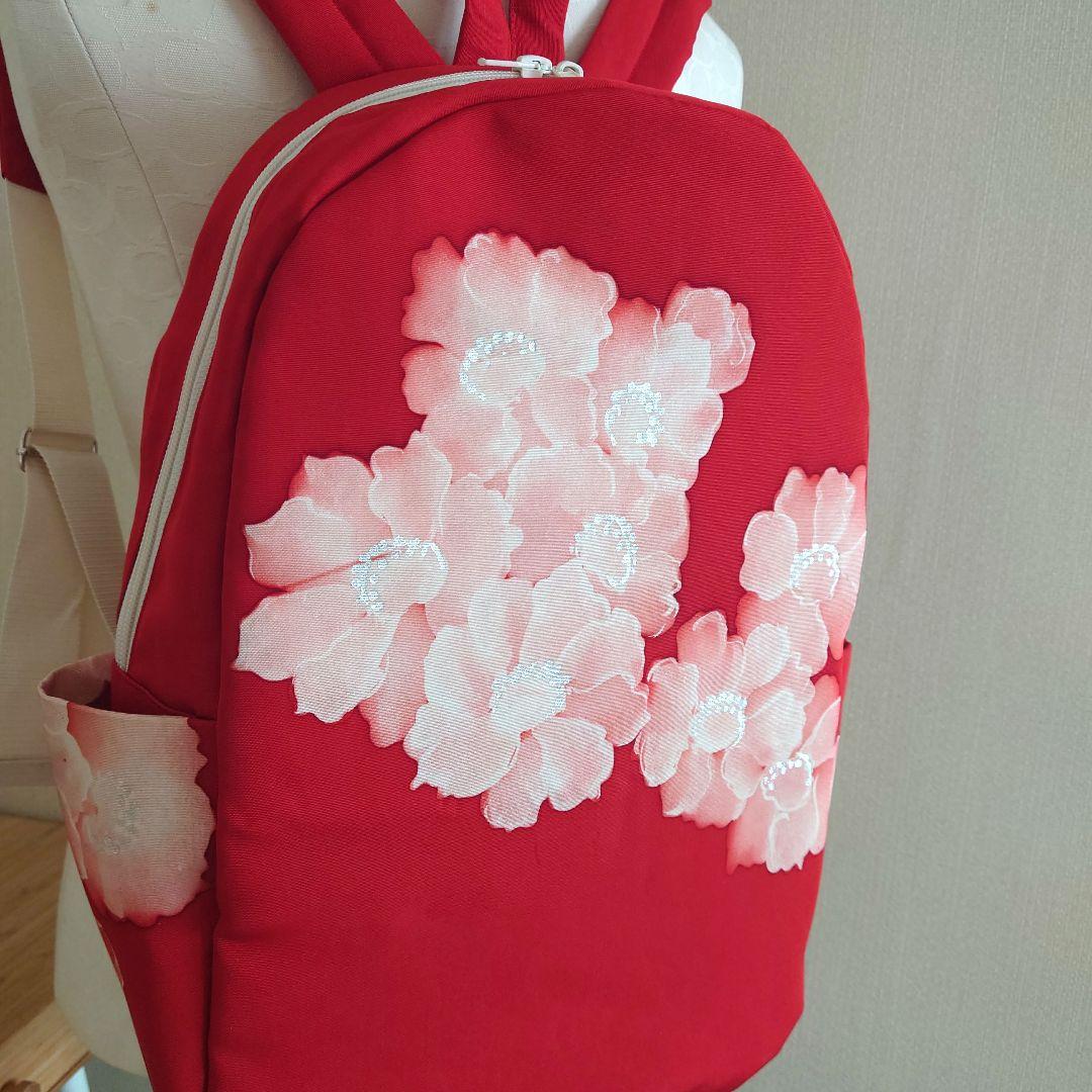 ハンドメイド 帯 リメイク リュック 正絹 花