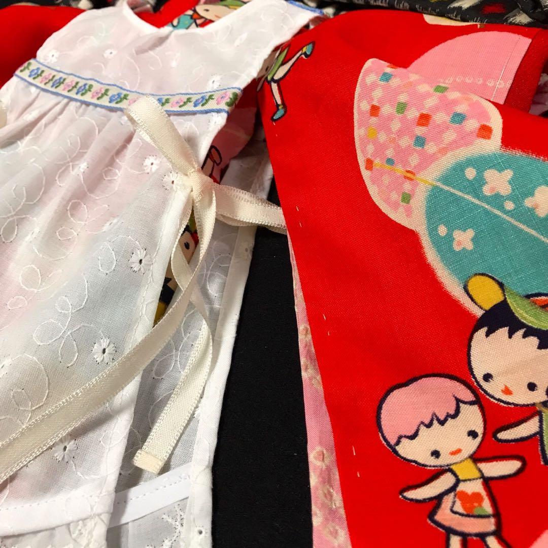 ＊ 市松人形 10号 昭和レトロ ひよこ 子供 着物 エプロン 帯 人形 ＊