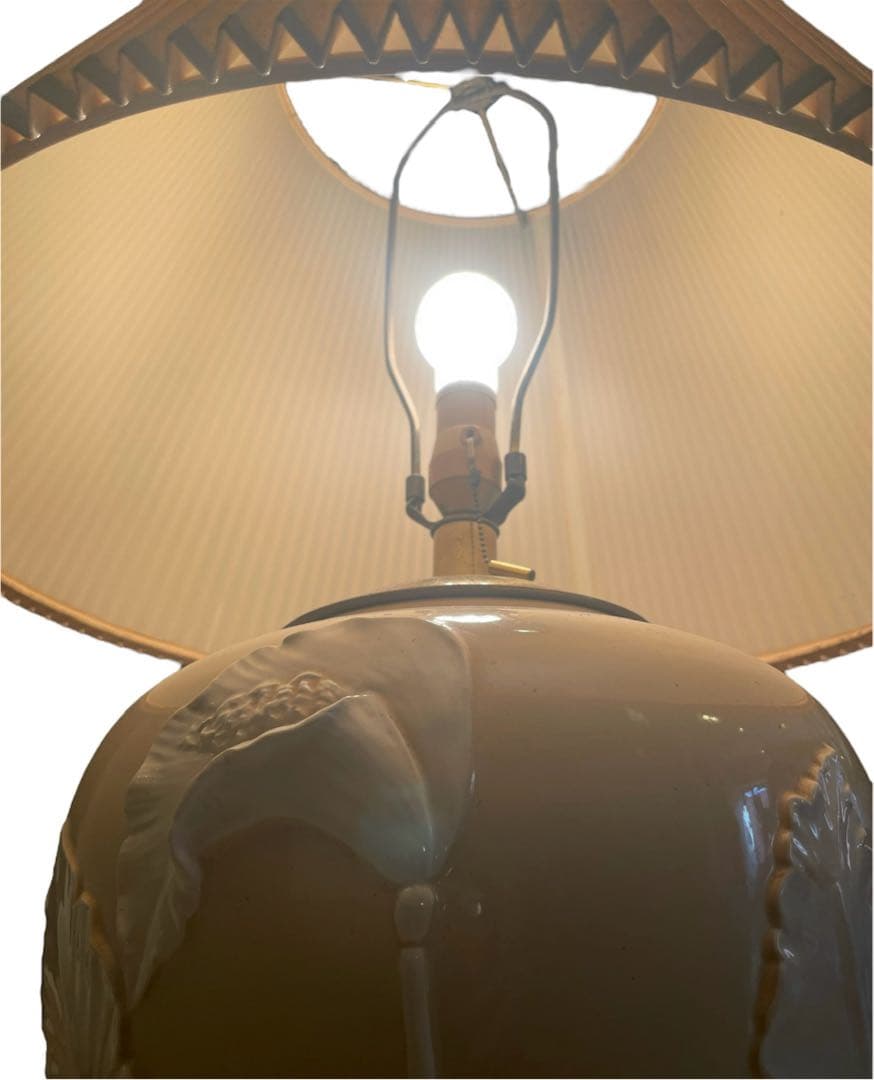 フロアスタンド BIG lamp shade Antique Flower leaf