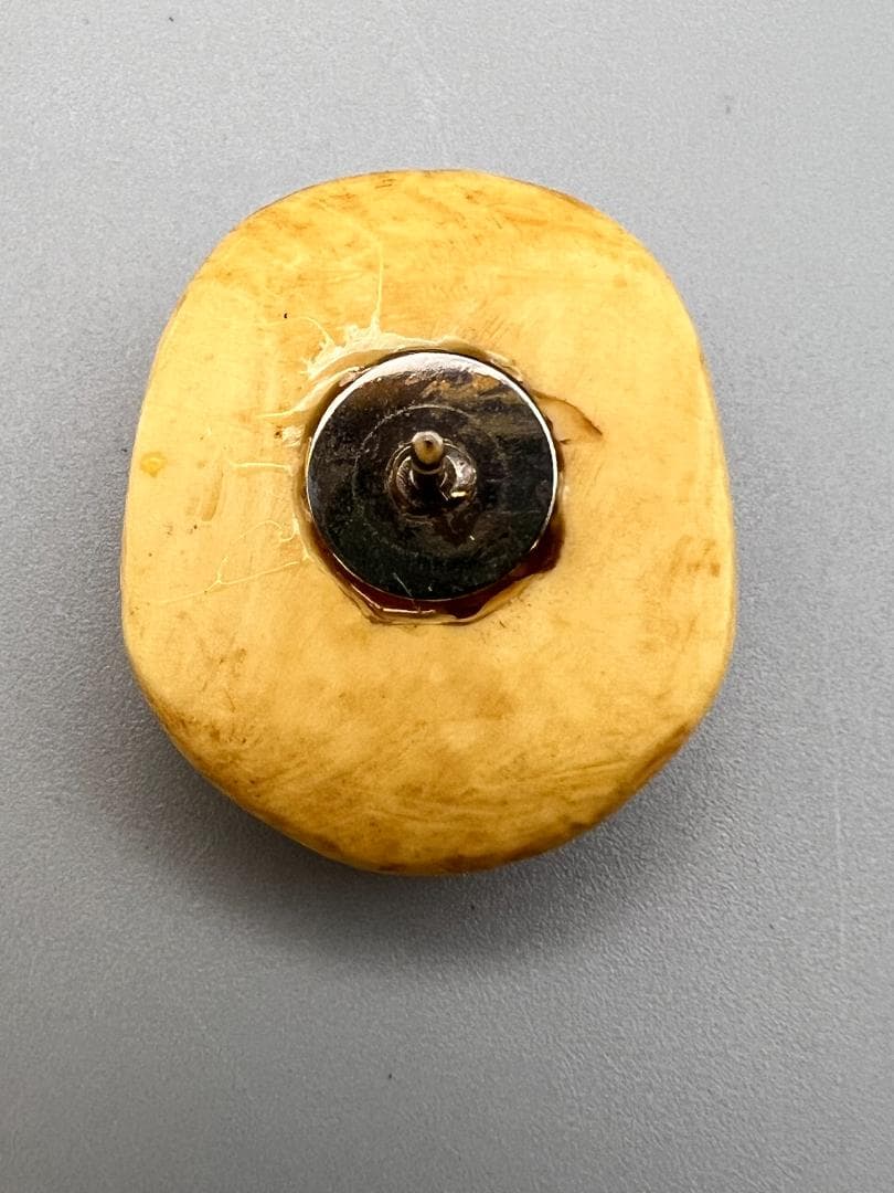 おふくめん　牙彫　煙草入れ金具　2点セット