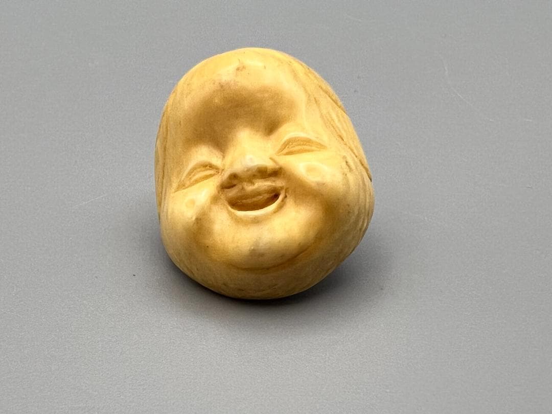 おふくめん　牙彫　煙草入れ金具　2点セット