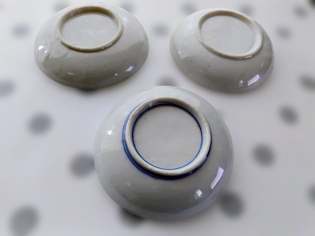 明治時代の古伊万里小皿二種４０客と墨弾技法 青海波に壺小皿２客