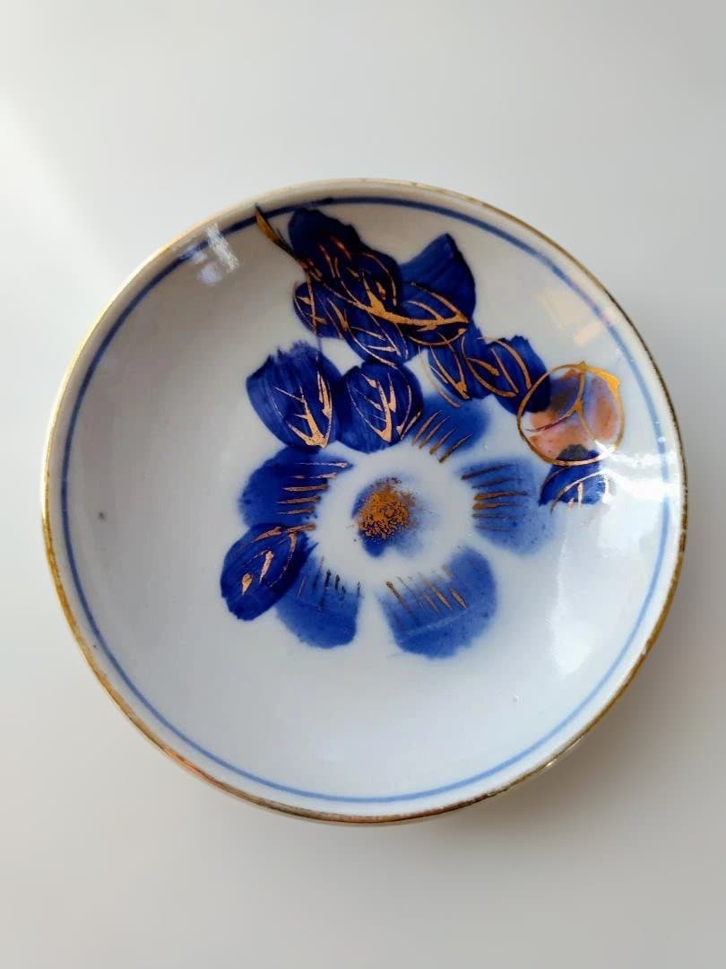 明治時代の古伊万里小皿二種４０客と墨弾技法 青海波に壺小皿２客