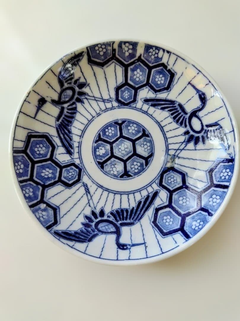明治時代の古伊万里小皿二種４０客と墨弾技法 青海波に壺小皿２客