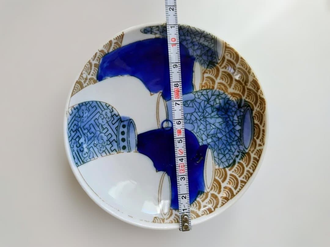 明治時代の古伊万里小皿二種４０客と墨弾技法 青海波に壺小皿２客