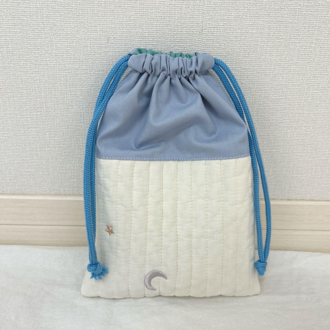 入園入学4点セット　【宇宙ヌビ×水色】　男の子　レッスンバッグ　上靴袋　体操服袋