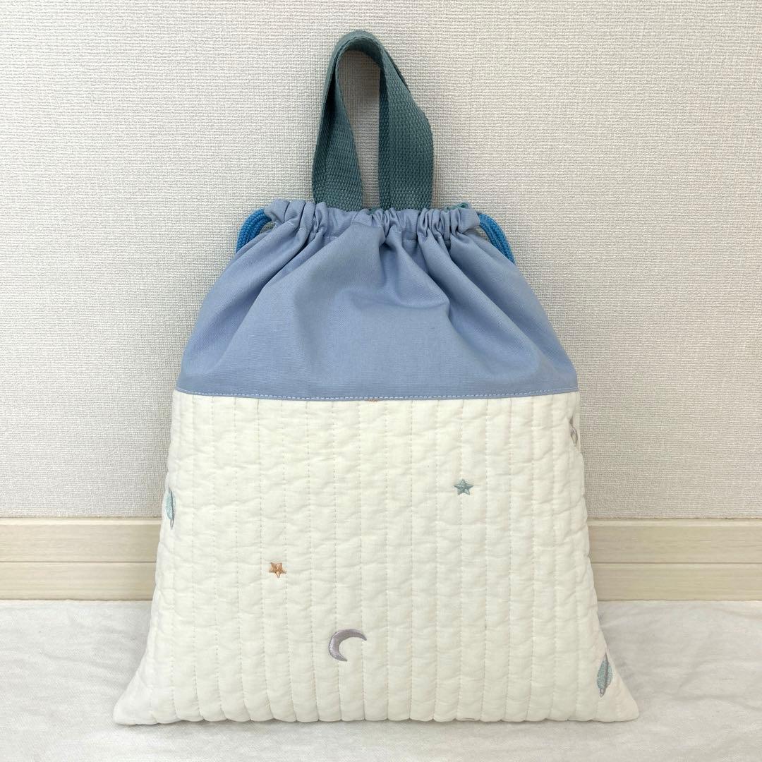 入園入学4点セット　【宇宙ヌビ×水色】　男の子　レッスンバッグ　上靴袋　体操服袋