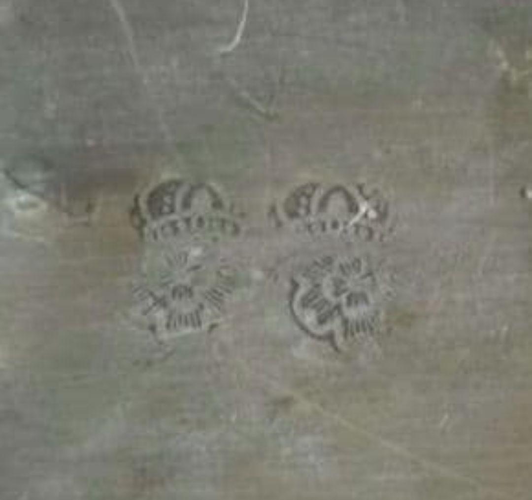 フランスアンティーク 花リム ピューター皿 オーバル 26cm