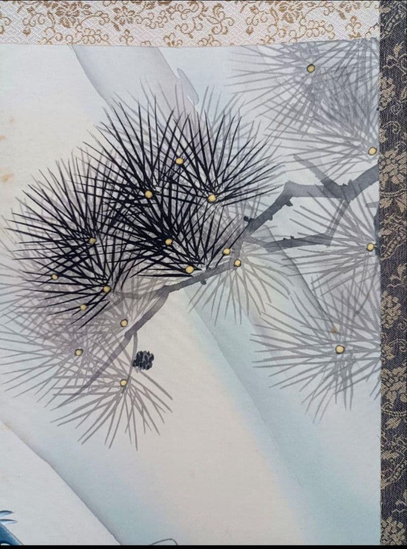 【滝の昇鯉図】掛軸 金運 龍神 鯉 絵 松の木 風水 インテリア