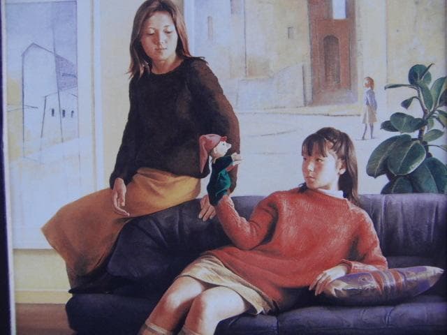 弥富節子、【ハンドパペット・マリオネット】、希少な画集画、新品高級額 額装付