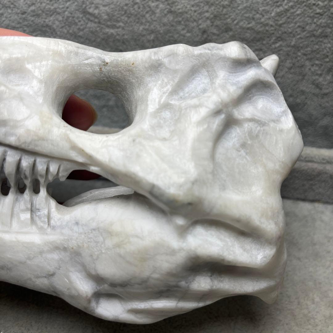 ハウライト　恐竜の頭蓋骨の彫り物　特大