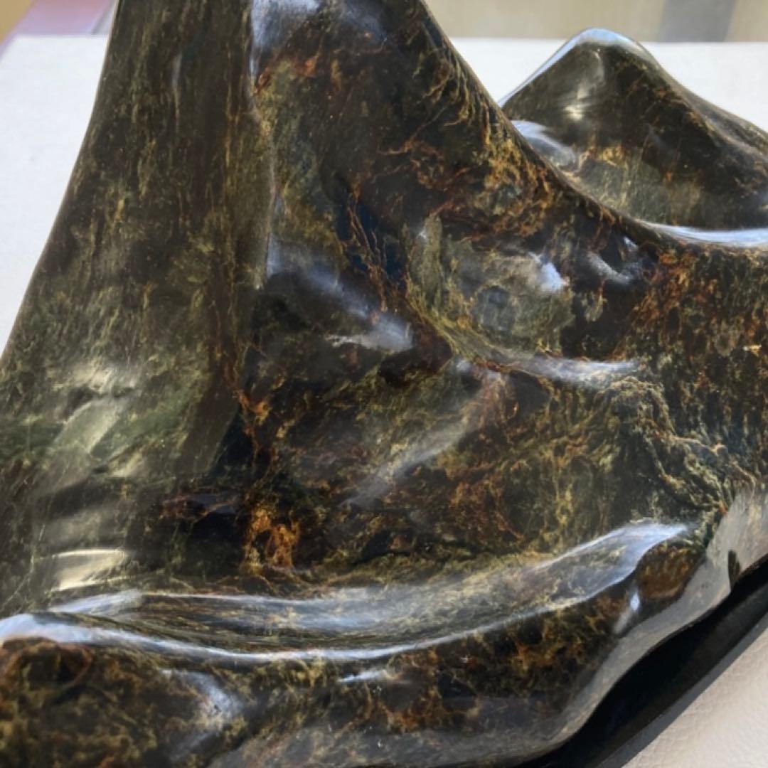 鑑賞石 天然石 オブジェ 置物 インテリア 山型 山脈 模様 約6.5kgレトロ