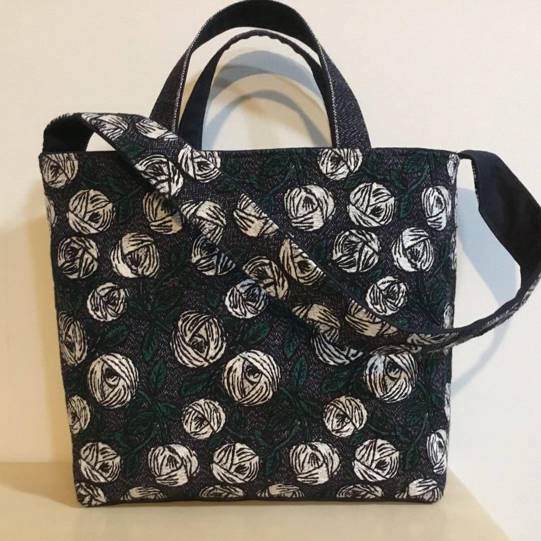 ミナペルホネンrosy ネイビー　2Way肩掛けショルダーバッグハンドメイド