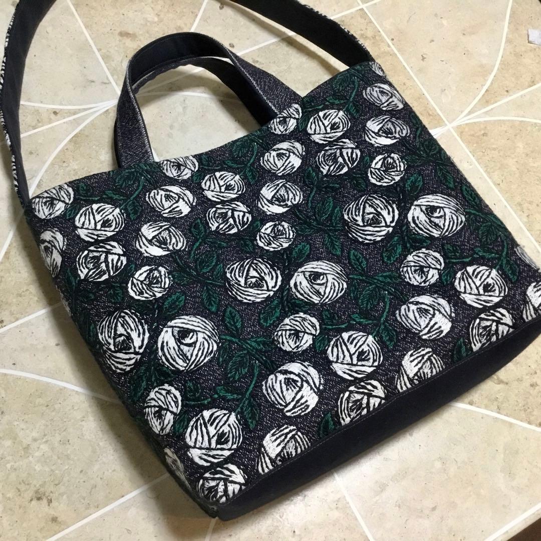 ミナペルホネンrosy ネイビー　2Way肩掛けショルダーバッグハンドメイド