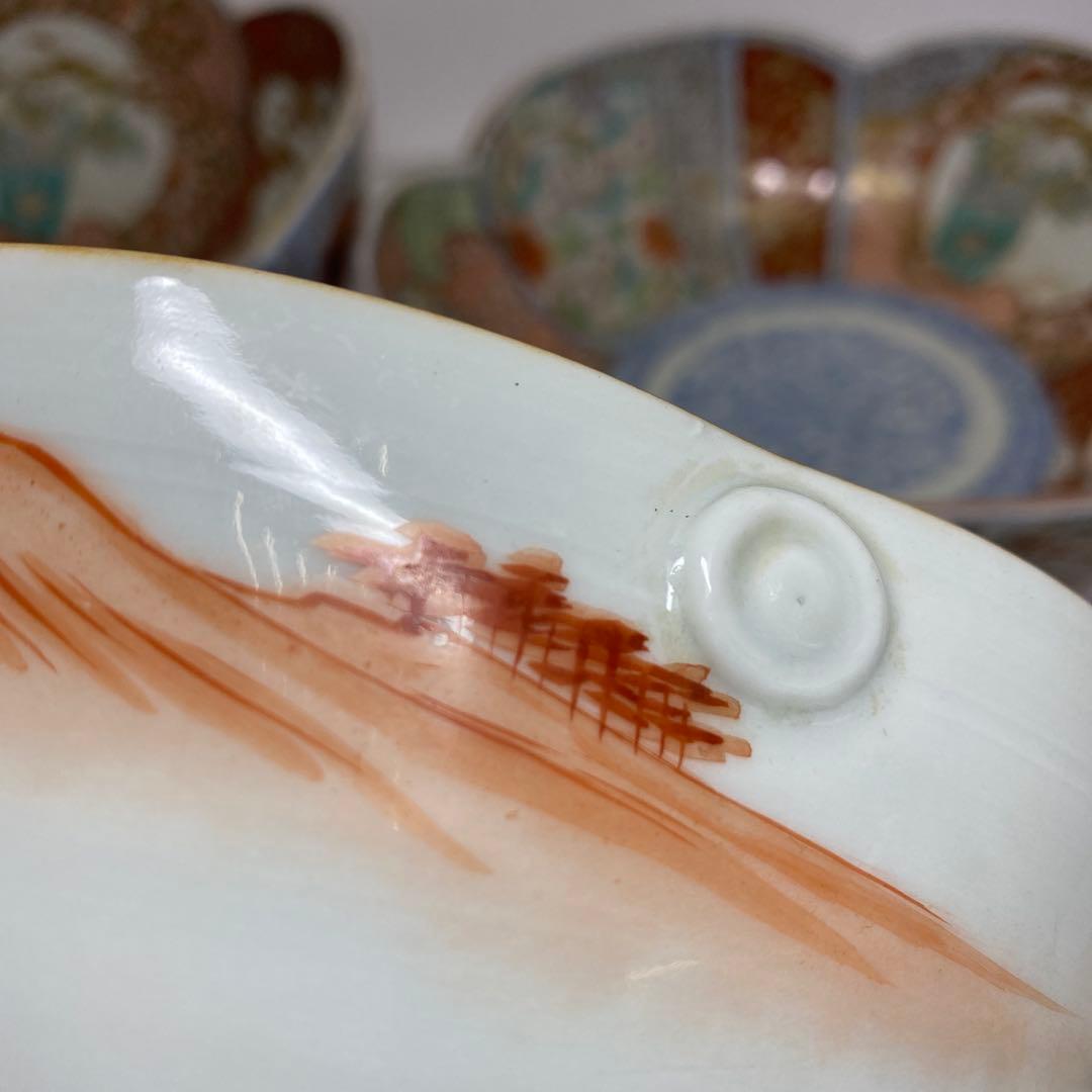 古伊万里　菊割　染錦　鉢　3点　27/22.3/18.7cm 東K7-1207①
