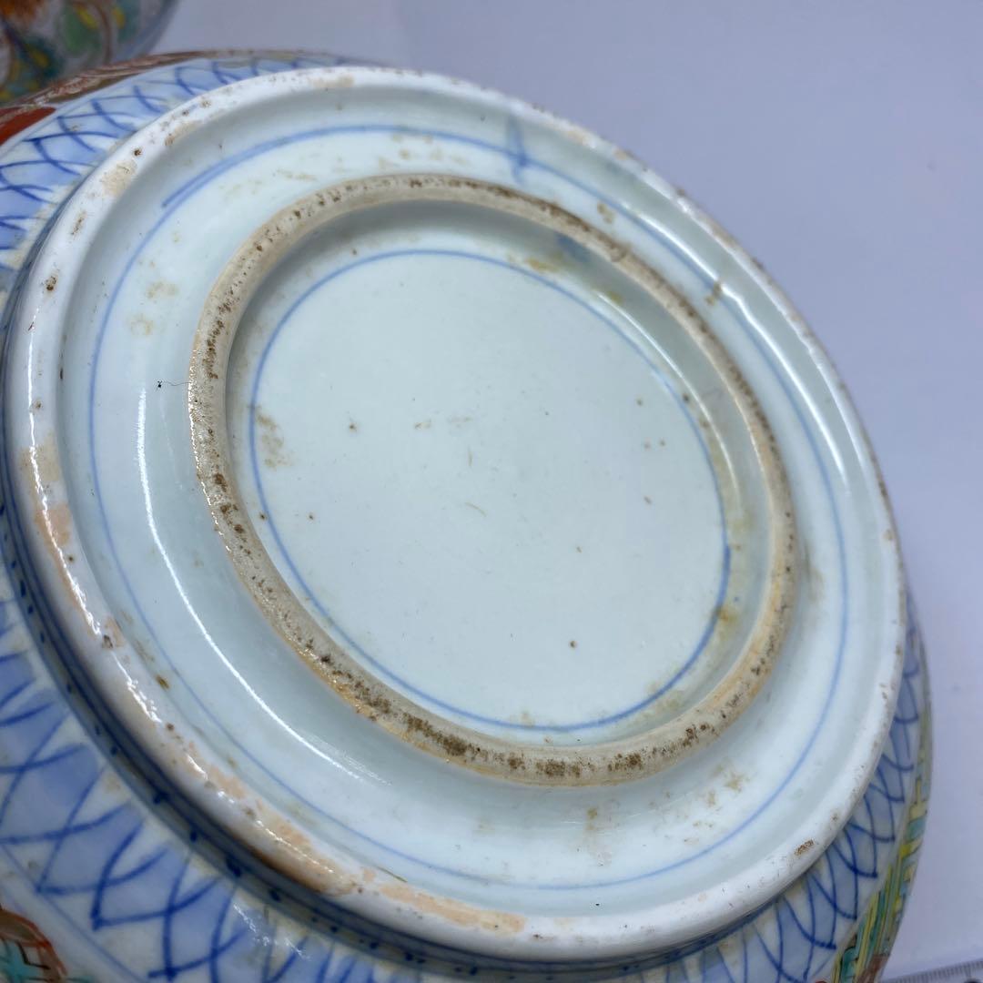 古伊万里　菊割　染錦　鉢　3点　27/22.3/18.7cm 東K7-1207①