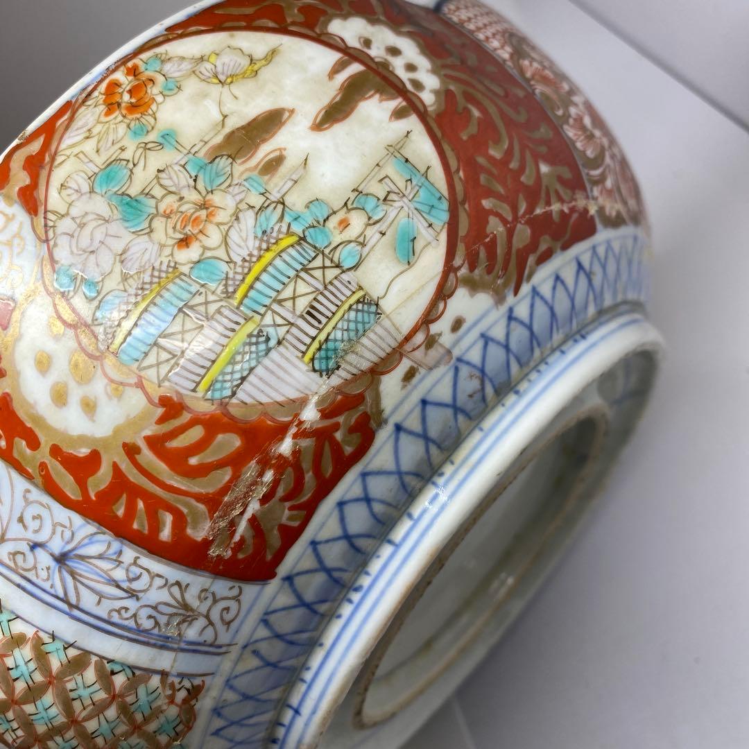 古伊万里　菊割　染錦　鉢　3点　27/22.3/18.7cm 東K7-1207①