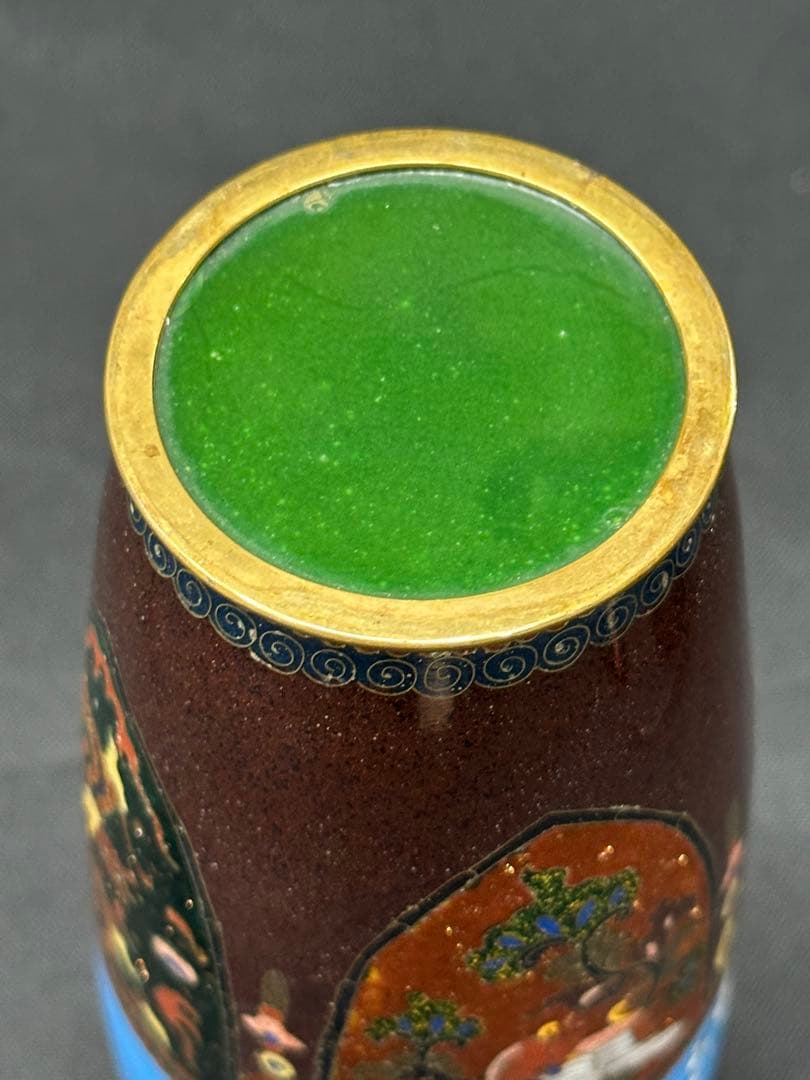 【USED】七宝焼 ? 壺　花瓶　花入　置物　インテリア　龍　鳥