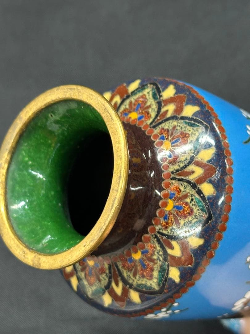 【USED】七宝焼 ? 壺　花瓶　花入　置物　インテリア　龍　鳥