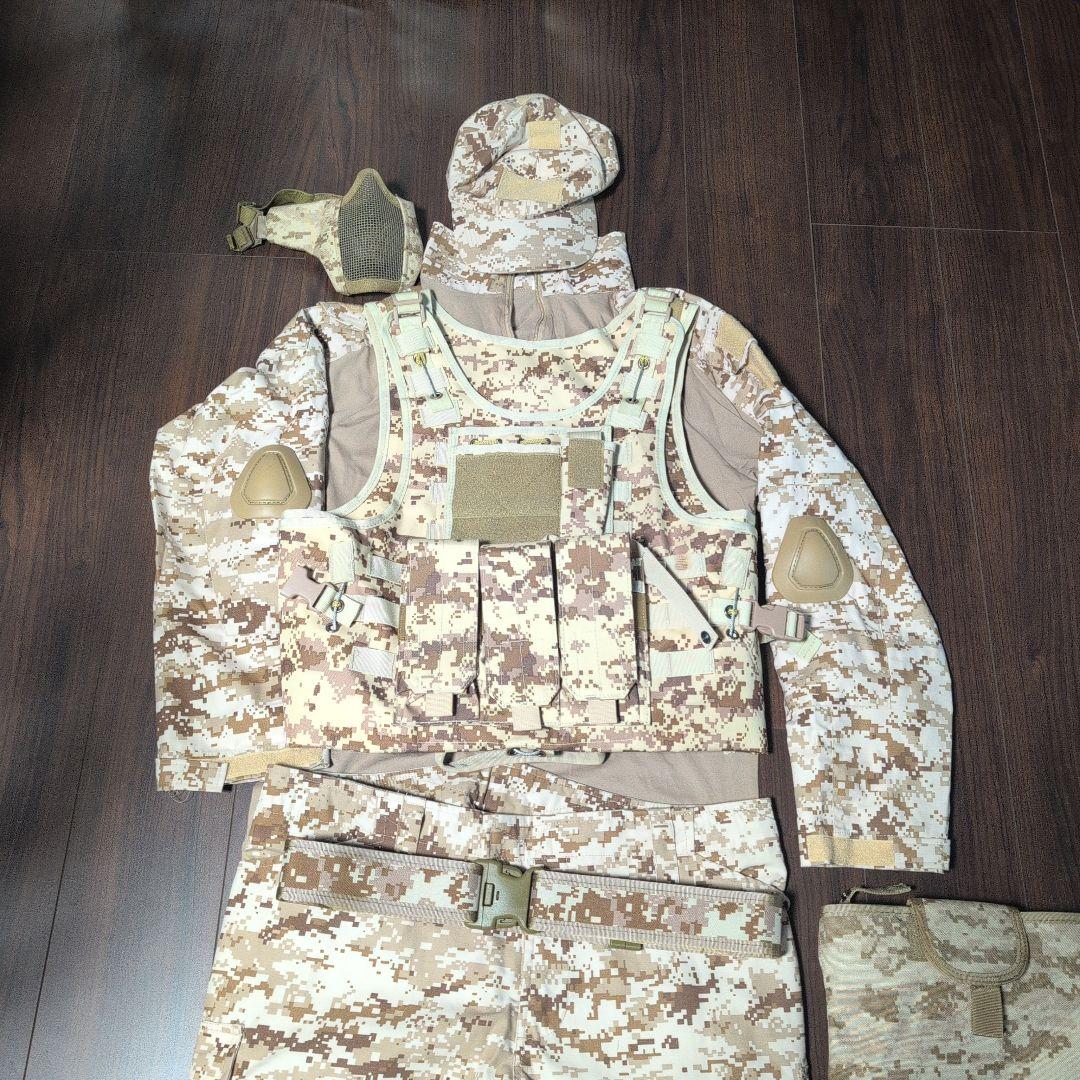 デザートピクセル迷彩柄 戦闘服セット XLサイズ