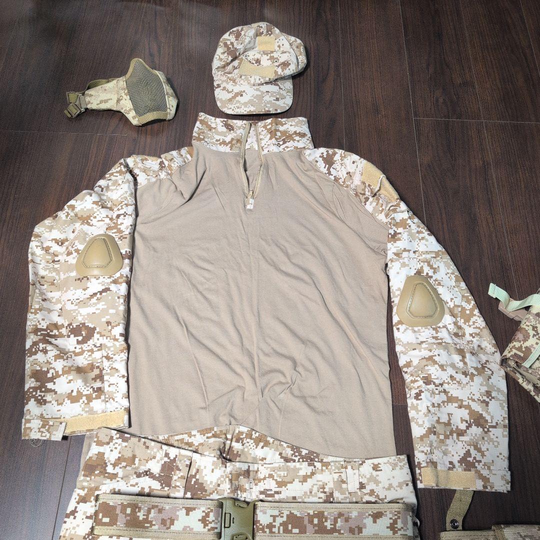 デザートピクセル迷彩柄 戦闘服セット XLサイズ