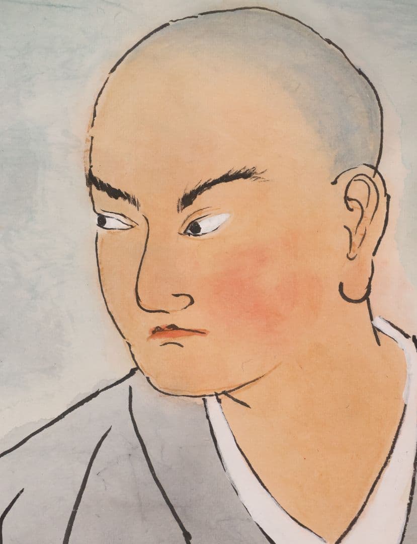 【模写】日本画 彩色 大木豊平「日蓮上人・白猿図」紙本 掛軸 大幅 MA553