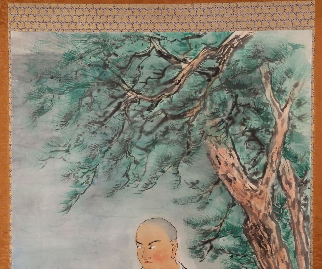 【模写】日本画 彩色 大木豊平「日蓮上人・白猿図」紙本 掛軸 大幅 MA553