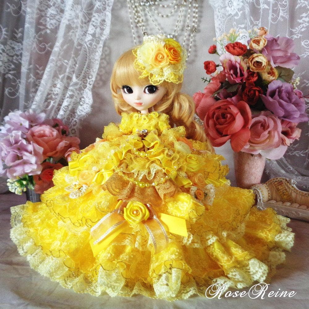 ベルサイユの薔薇 ロマンスイエロー豪華15段ボリュームフリルドレス