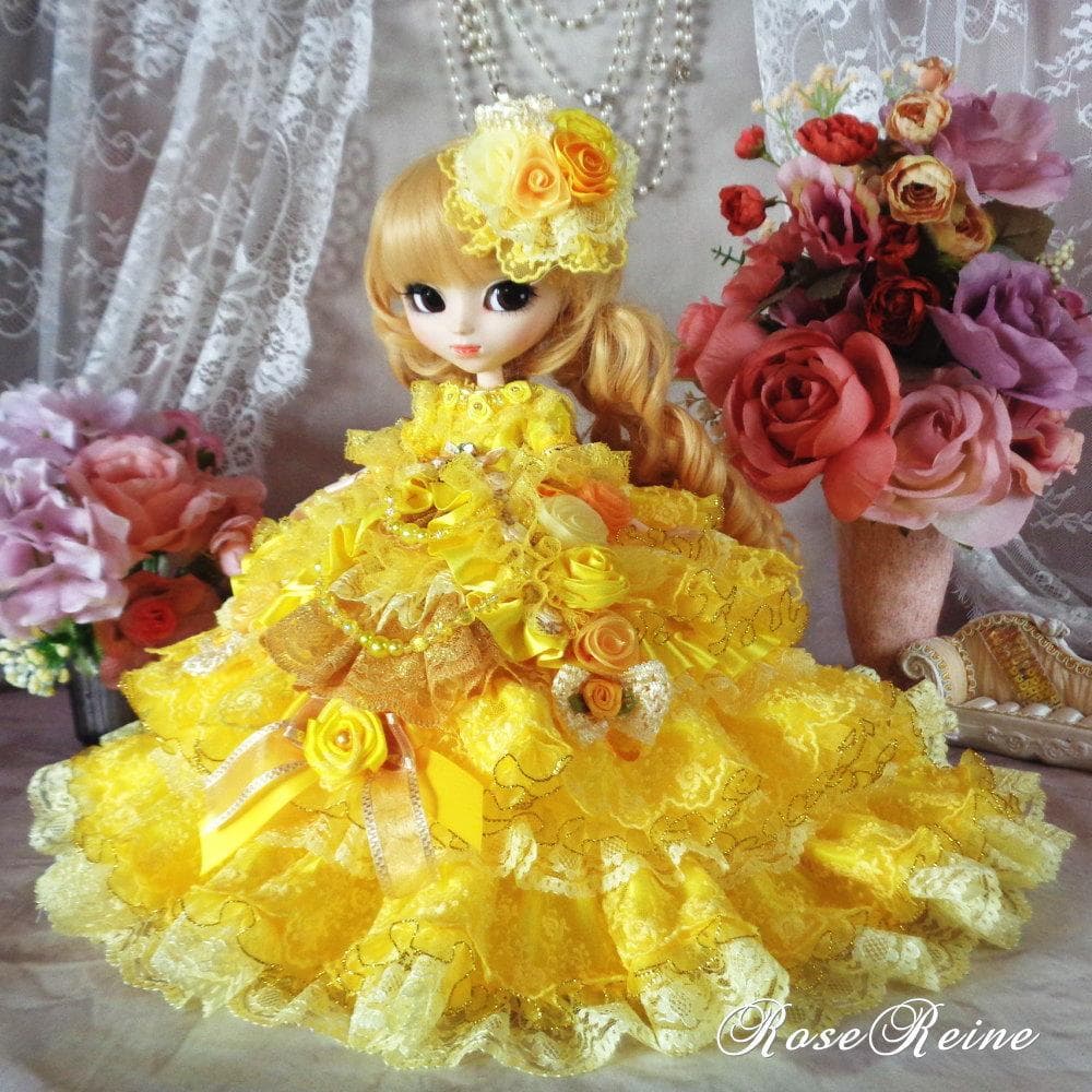 ベルサイユの薔薇 ロマンスイエロー豪華15段ボリュームフリルドレス