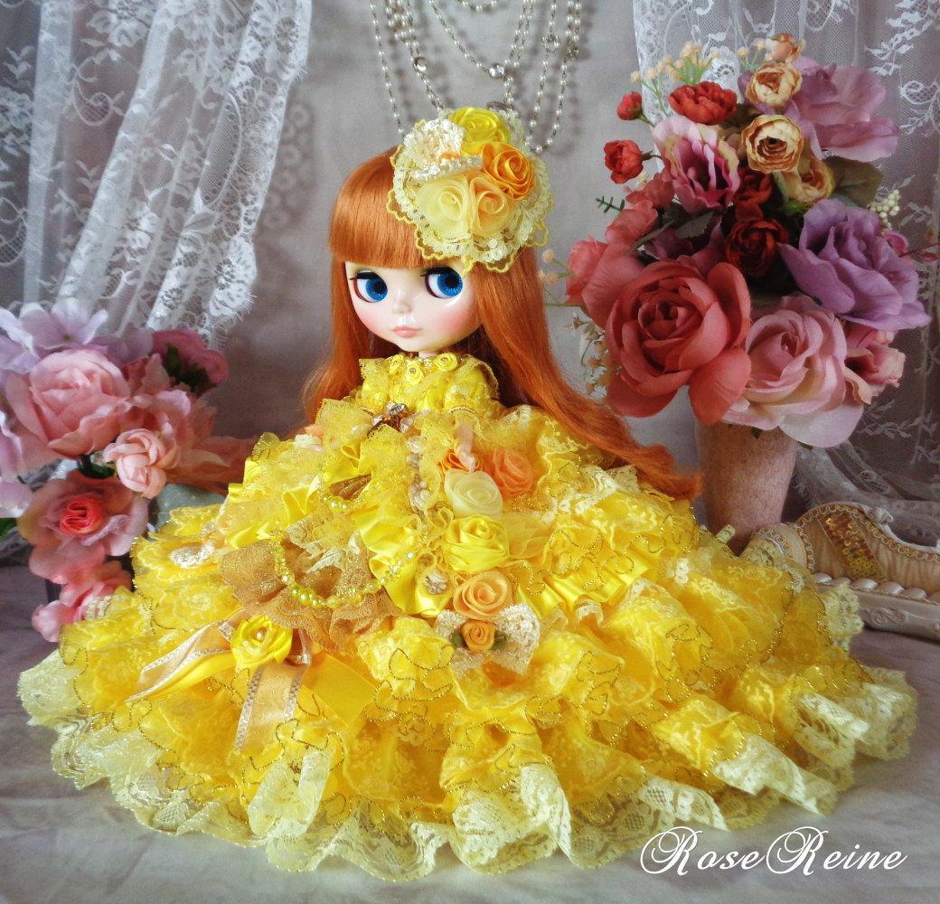 ベルサイユの薔薇 ロマンスイエロー豪華15段ボリュームフリルドレス