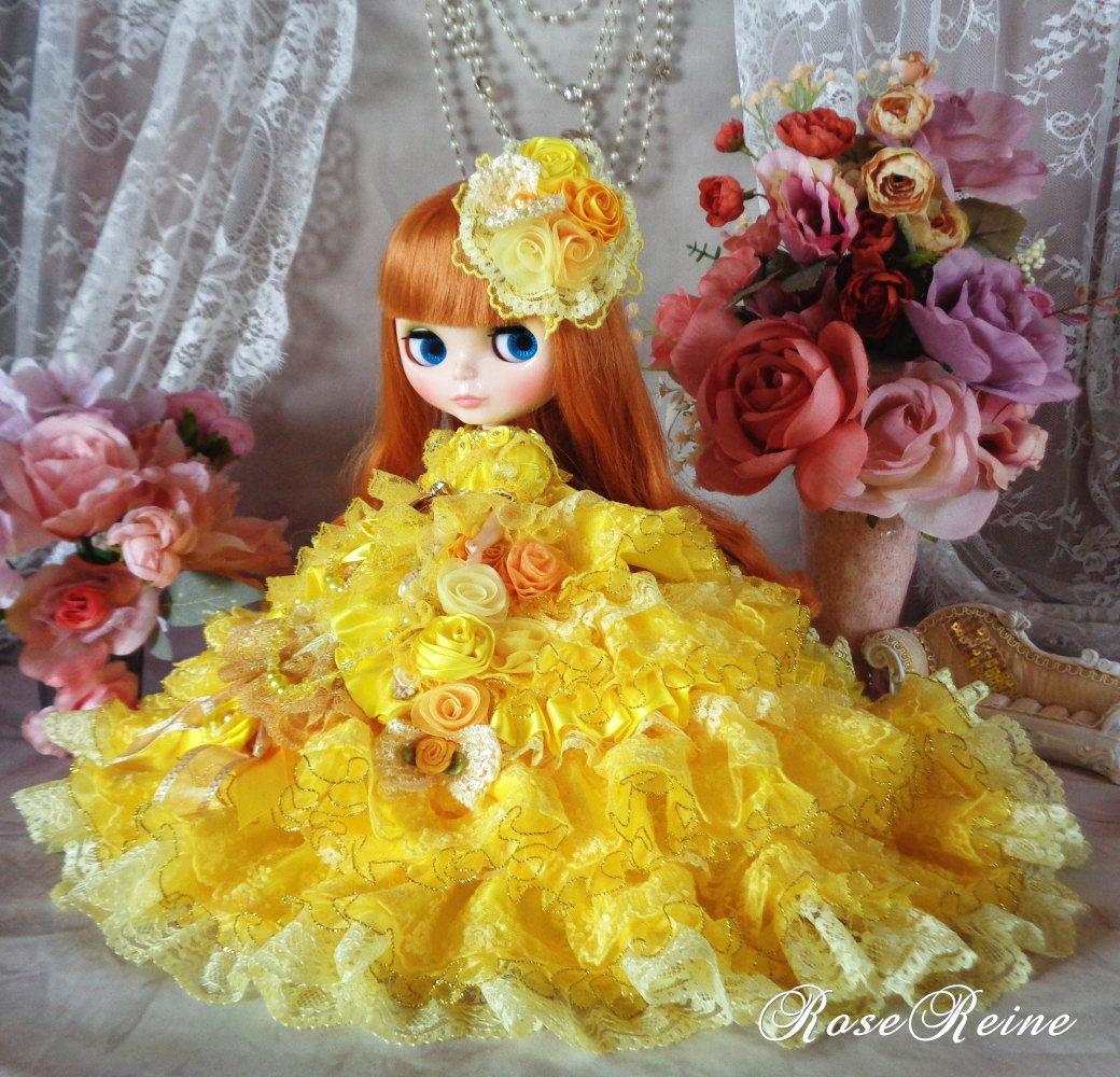 ベルサイユの薔薇 ロマンスイエロー豪華15段ボリュームフリルドレス