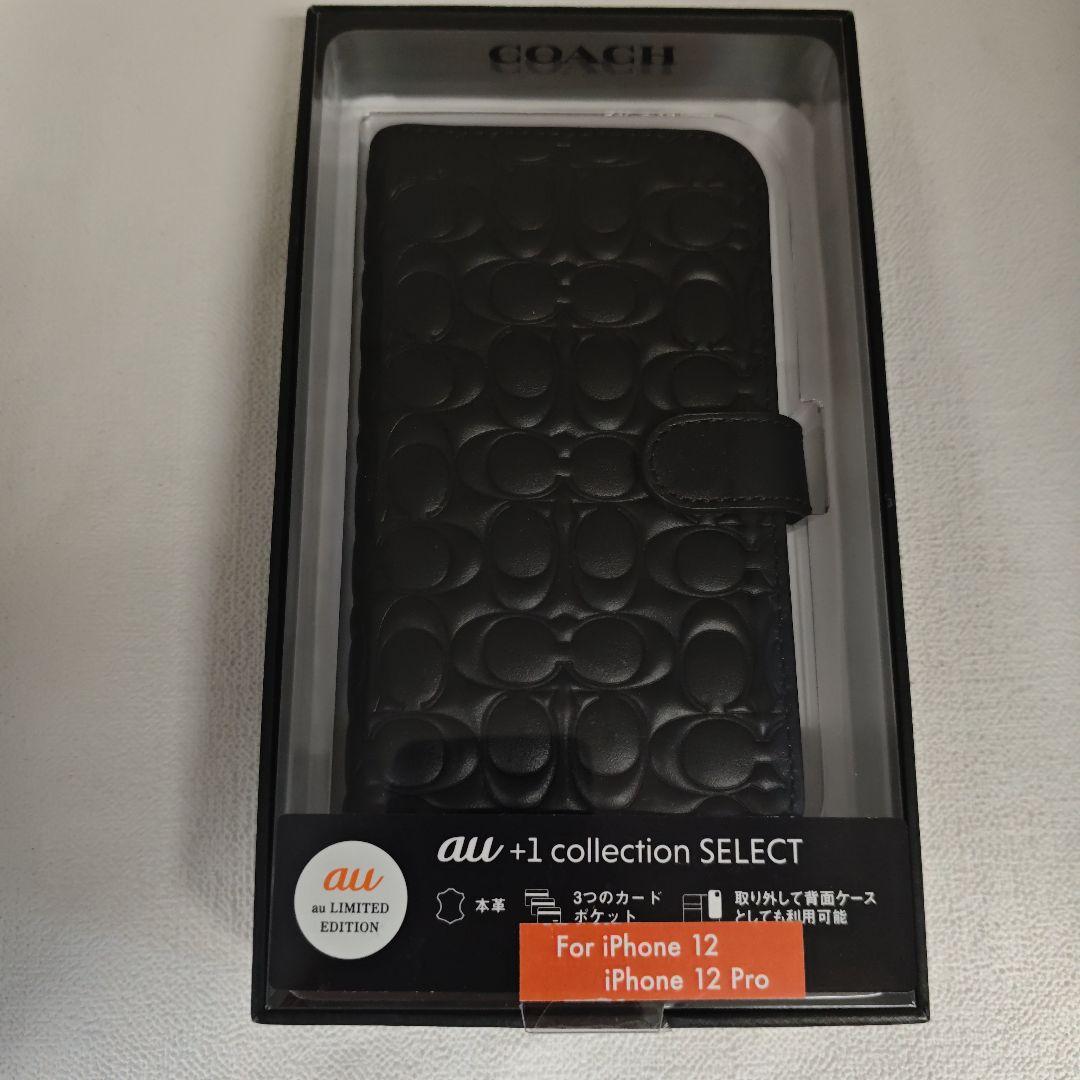 (b1)COACH iPhone12/12pro用手帳型ケース ブラック