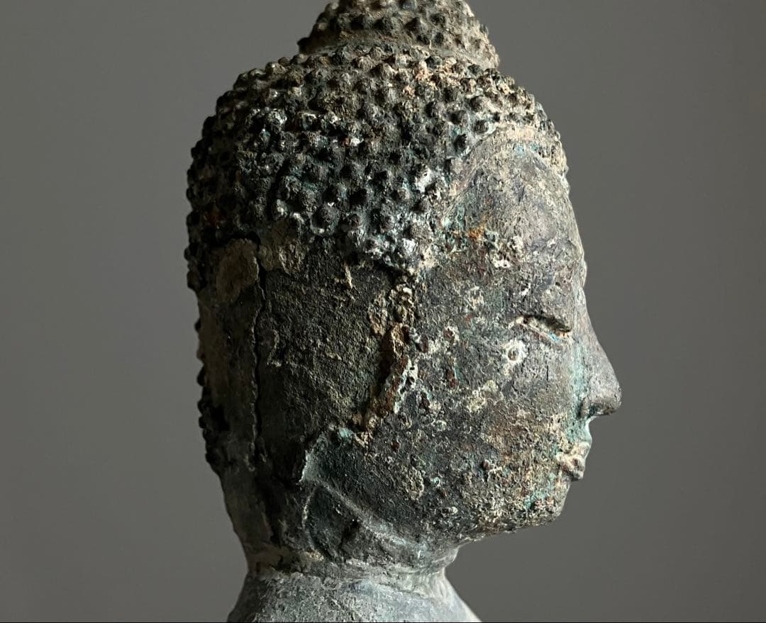 【悟りへ、、タイ青銅古仏 アユタヤ王朝初期〜中期頃】骨董仏教美術彫刻仏像芸術古仏