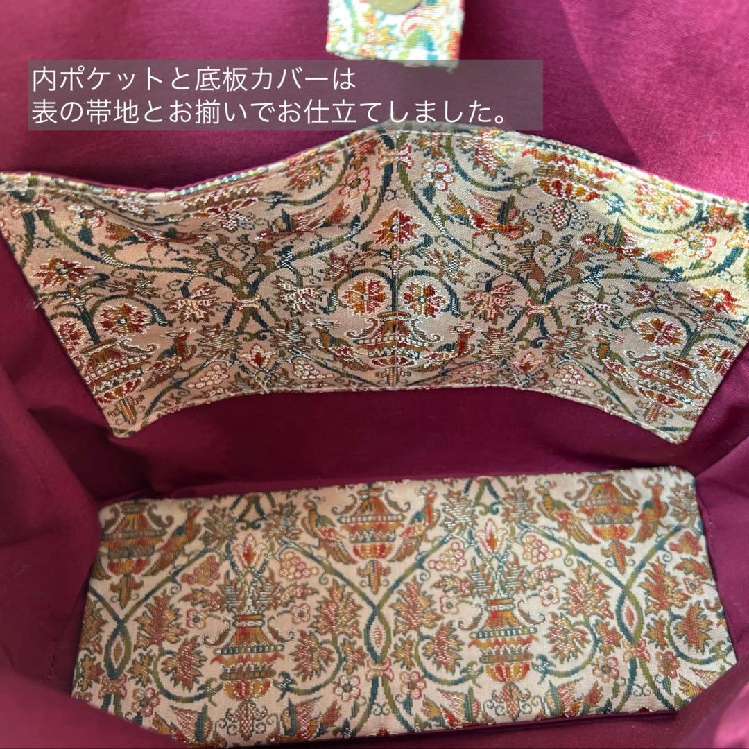 本革持ち手 花鳥文様のトートバッグ A4サイズ対応 洋装 普段使い◎