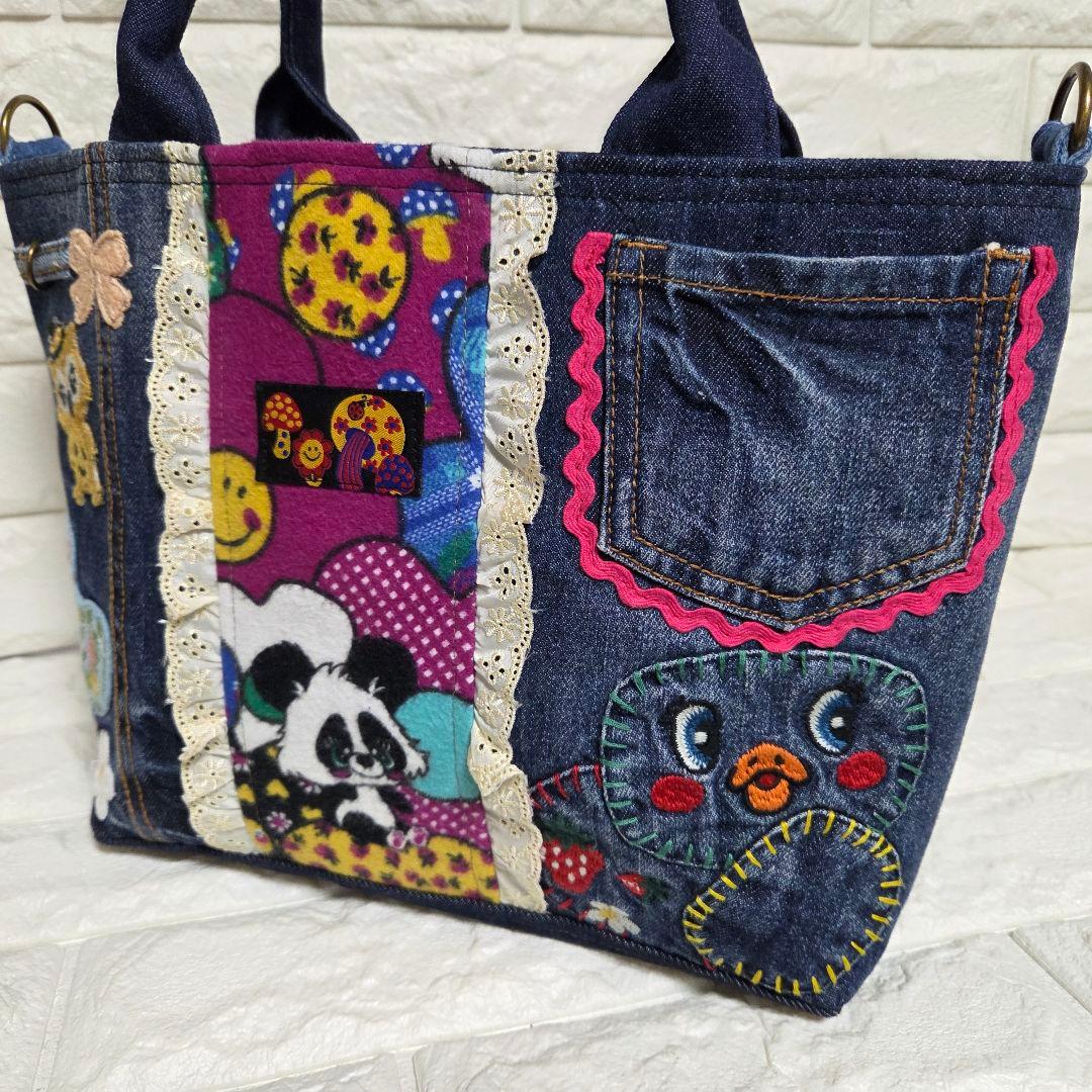 940 デニム＊リメイク＊刺繍＊バッグ＊トートバッグ